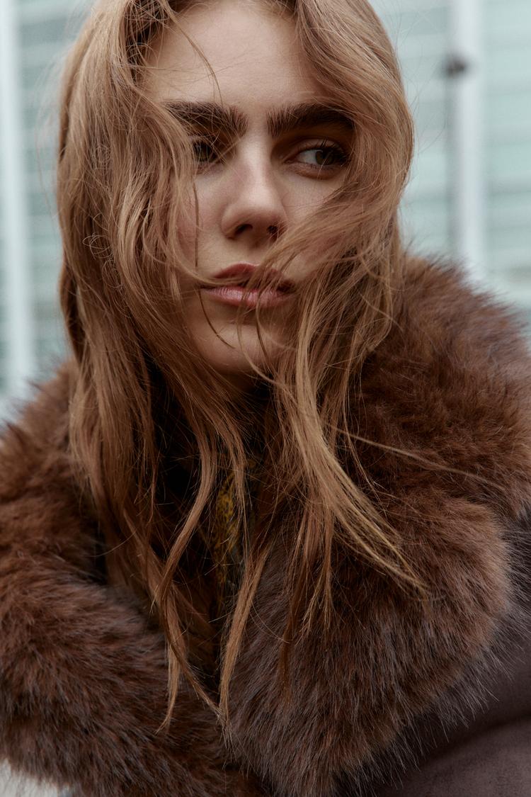 REVERSIBLE SUEDE-EFFECT FAUX FUR JACKET