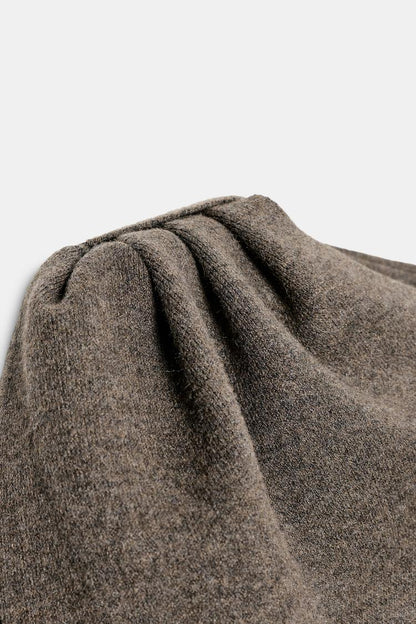 SHORT KNIT COAT WITH INTEGRATED SCARF